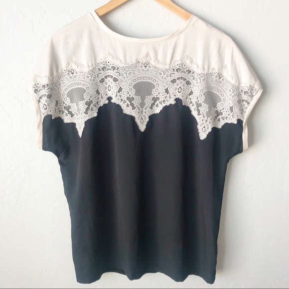 LC Lauren Conrad Tops - 🎉HP🎉 Lauren Conrad Black Blouse with Lace Detail